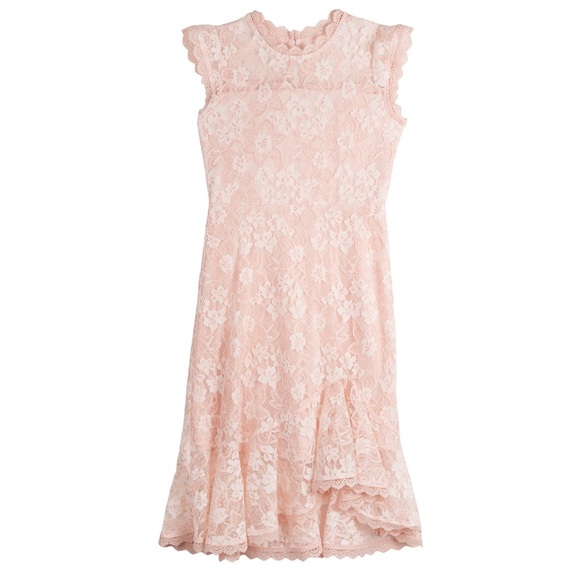 Rare Editions Asymmetrical Lace Dress Blush Kid 14y - Picture 1 of 6
